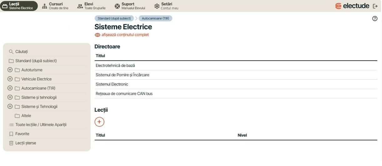 Curriculumul pe domenii: autoturisme, vehicule electrice, autocamioane (TIR)