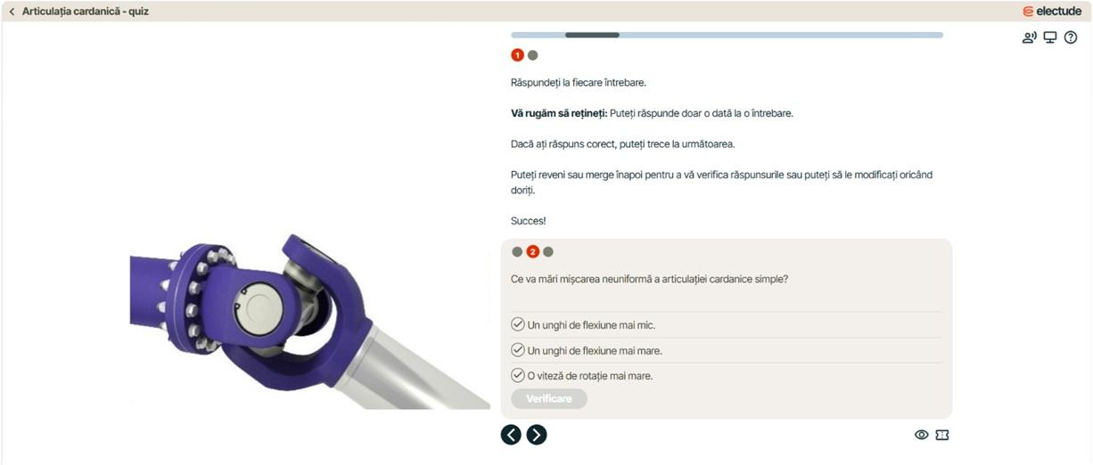 Quiz la finalul lecției, cu verificarea răspunsului